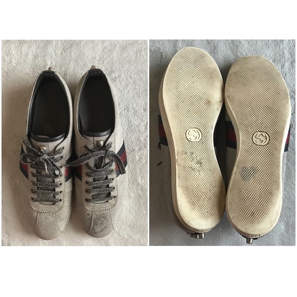 Gucci Men's Bambi Metallic Silver Trainer Sneaker - Picture 2 of 16